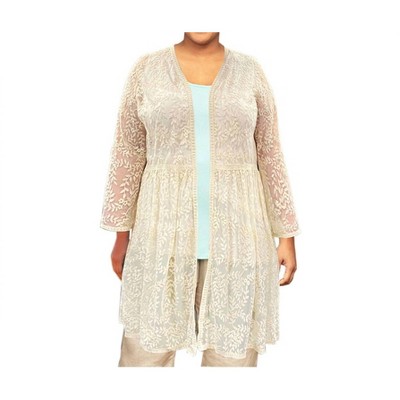 Women's Long Sleeve Mesh Lace Betty Duster - Plus - On The Plus Side