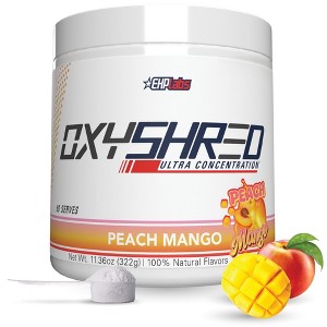 EHPlabs OxyShred Thermogenic Fat Burner - Pre-Workout Powder w/ L-Glutamine, L-Carnitine, Metabolism Booster, Weight Loss - Peach Mango, 60 Servings - 1 of 4