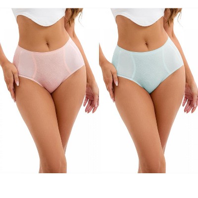 INSPIRE CHIC 2 Pcs Women's High-Waisted Underwear Briefs High Elastic Breathable Underpants
