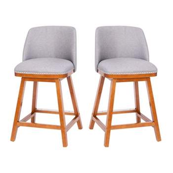 Flash Furniture Julia Set of 2 Transitional Upholstered Counter Stools with Nailhead Trim and Solid Wood Frames