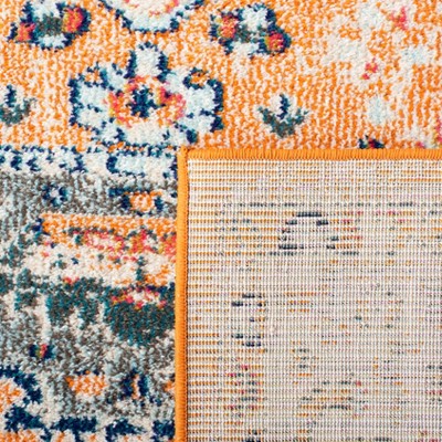 Ivory and Orange Square Synthetic Flat Woven Area Rug