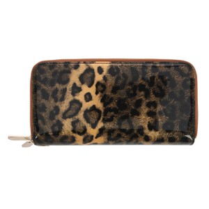 CTM Women's Patent Leather Leopard Zipper Wallet - 1 of 4
