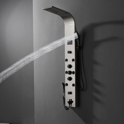 Black Nickel 8-Jet Rainfall Shower Panel System with LED Light