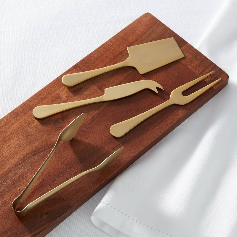 4pc Stainless Steel Cheese Serving Set Gold - Threshold&#8482;, 3 of 5
