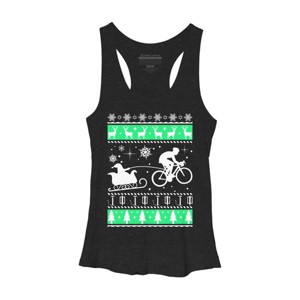 Women's Design By Humans Christmas Santa Cycling Sleigh By LewismartinStore Racerback Tank Top - 1 of 3