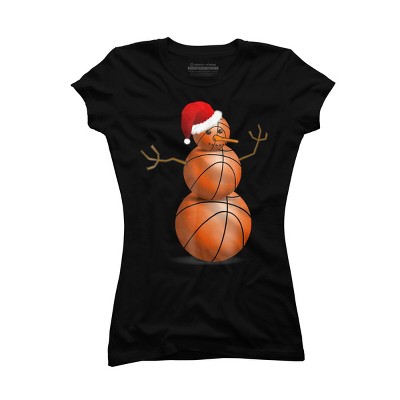 Junior's Design By Humans Christmas Basketball By NekoShop T-Shirt