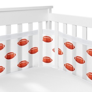 Sweet Jojo Designs + BreathableBaby Boy Breathable Mesh Crib Liner Pad Football Brown and White - 1 of 4
