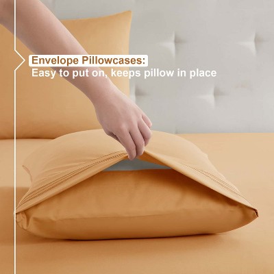 Apricot Buff Orange Queen Microfiber Deep Pocket Sheet Set