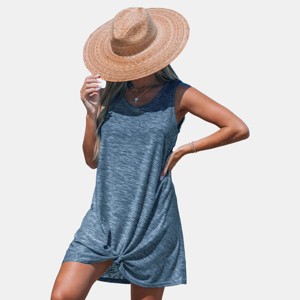 Women's Scoop Neck Hem Twist Mini Cover-Up Dress-Cupshe - 1 of 4
