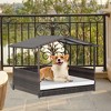 Tangkula Wicker Dog House w/ Cushion Lounge Raised Rattan Bed for Indoor/Outdoor - 2 of 4