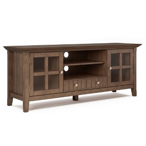 60" Wood TV Media Stand with Cord Management, Tempered Glass Doors and Bottom Drawers for Living Room and Bedroom - 1 of 4