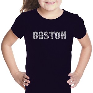 LA Pop Art Girl's Word Art T-shirt - BOSTON NEIGHBORHOODS - 1 of 4