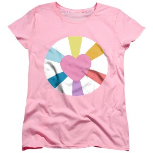 Women's Care Bears Unlock The Magic Hopeful Heart Bear Belly T-Shirt - 1 of 4