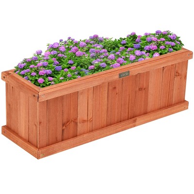 Rectangle Wooden Planter Window Box Pot Succulent Flower Plant Bed Garden Goody 