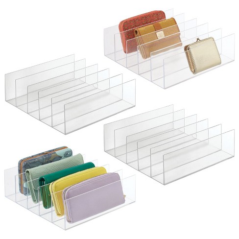 Mdesign Plastic Divided Purse Organizer - Closets And Drawers, 5 Sections,  Clear : Target