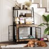 Costway 38” Heavy-Duty Dog Kennel on Wheels w/ Pull-out Tray Indoor Pet Furniture Wood Dog House Rustic Brown - 2 of 4