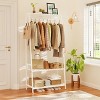 Artloge 3 Tier Heavy Duty Bamboo Coat Rack with Shoe Storage Garment Organizer for Entryway Living Room Closet - 3 of 4