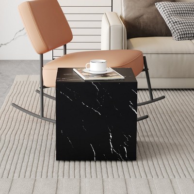Coolbibla Modern Square Cube Solid Wood MDF Coffee Table,Wood Corner End Table for Living Room,Bedroom,Luxury Coffee Side Table