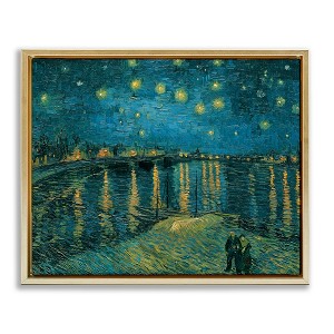Stupell Industries Classic Starry Night Over Rhone Van Gogh Floating Frame Canvas Art, Gold, 31" x 25" - 1 of 4