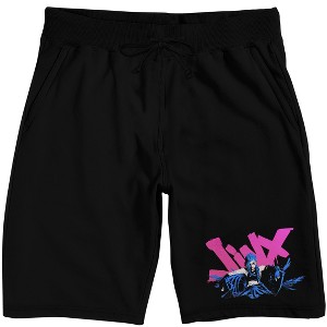 League Of Legends Arcane Jinx Name Text Adult Black Sleep Pajama Shorts - 1 of 4