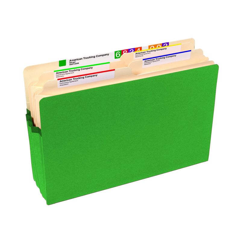 Smead File Pocket, Straight-Cut Tab, 3-1/2" Expansion, Legal Size, Green, 25 per Box (74226), 5 of 10