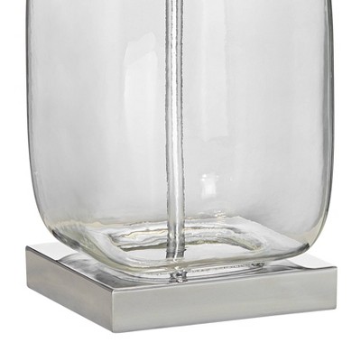 Clear Glass Fillable Table Lamp with White Fabric Drum Shade