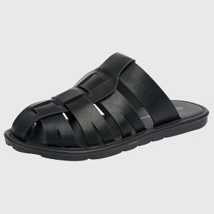 Alpine Swiss Marlin Mens Fisherman Sandals Vegan Leather Dressy Summer Slides Anti Slip Water Resistant Flat Beach Shoes Black 11 - 1 of 4