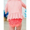 RuffleButts Toddler UPF50+ Gingham Scallop Hem Long Sleeve Rash Guard Bikini - 4 of 4