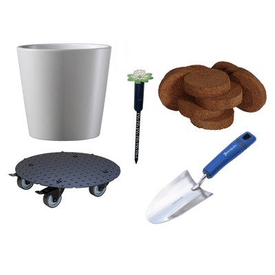 Indoor Planting Essentials Kit – 5pc Set with Dallas Esprit Pot & Accessories