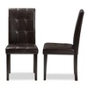 Set of 2 Avery Parson Style Faux Leather Dining Chairs - Baxton Studio: Rubberwood Frame, Tufted Back - 3 of 4