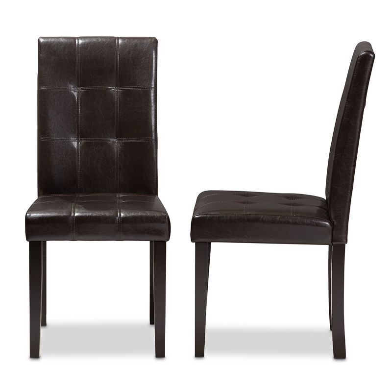 Set of 2 Avery Modern And Contemporary Faux Leather Upholstered Dining Chairs Dark Brown - Baxton Studio: Parson Style, Kitchen-Compatible, 4 of 9