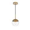 Elegant Lighting Eclipse 1 Light Brass Pendant With Clear Glass - 3 of 4