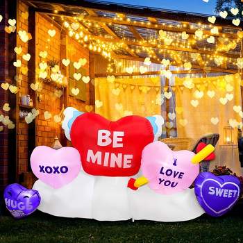 Joiedomi 6 FT Long Valentines Day Inflatable Hearts, Blow Up Hearts Patch with Build-in LED Lights, Romantic Decor for Wedding, Indoor, Yard