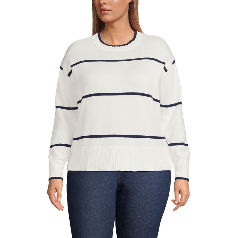 Lands' End Women's Drifter Cotton Easy Fit Crew Neck Sweater, 1 of 5