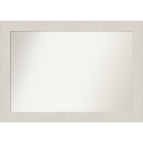 Amanti Art 42" X 30" Rustic Plank White Wall Mirror For Bathroom ...