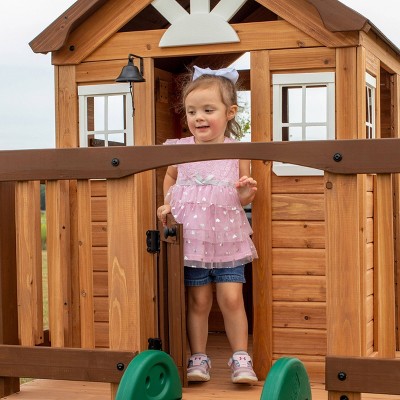 Echo Heights Elevated Cedar Playhouse with Slide and Kitchen