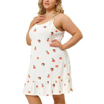 Agnes Orinda Women's Plus Size Sleeveless Fruit Ruffle Hem Nightgown
