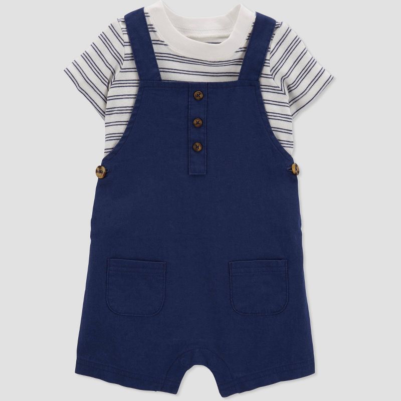Carter's Just One You® Baby Boys' Striped Undershirt & Bottom Set - Navy Blue/White, 3 of 7