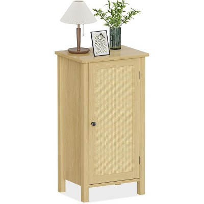 Boho Nightstand,16 Inch Rattan Nightstand with Drawer,Bedside Table for Bedroom | Sturdy Legs & Wood Top | Small Accent Cabinet for Living Room