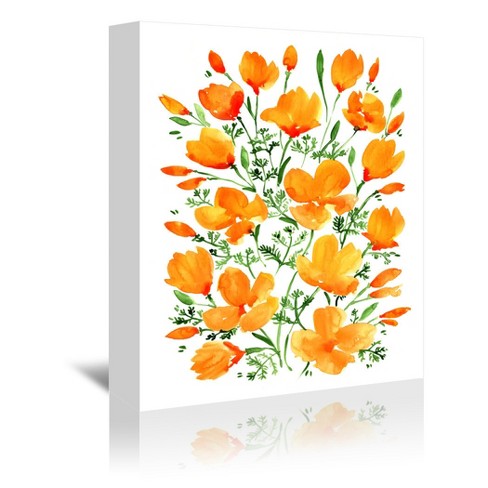 Wild Poppy & Butterfly Watercolor Wall Decal