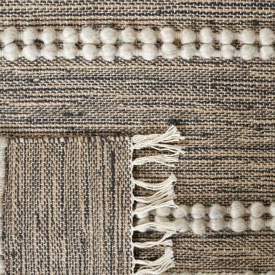 Natural Beige Handwoven Wool and Jute Square Area Rug