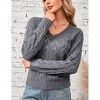 Womens V Neck Drop Shoulder Knit Pullover Long Sleeve Sweater - 2 of 4