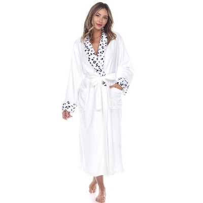 Womens Plus Leopard Print Cozy Lounge Robe - White Mark