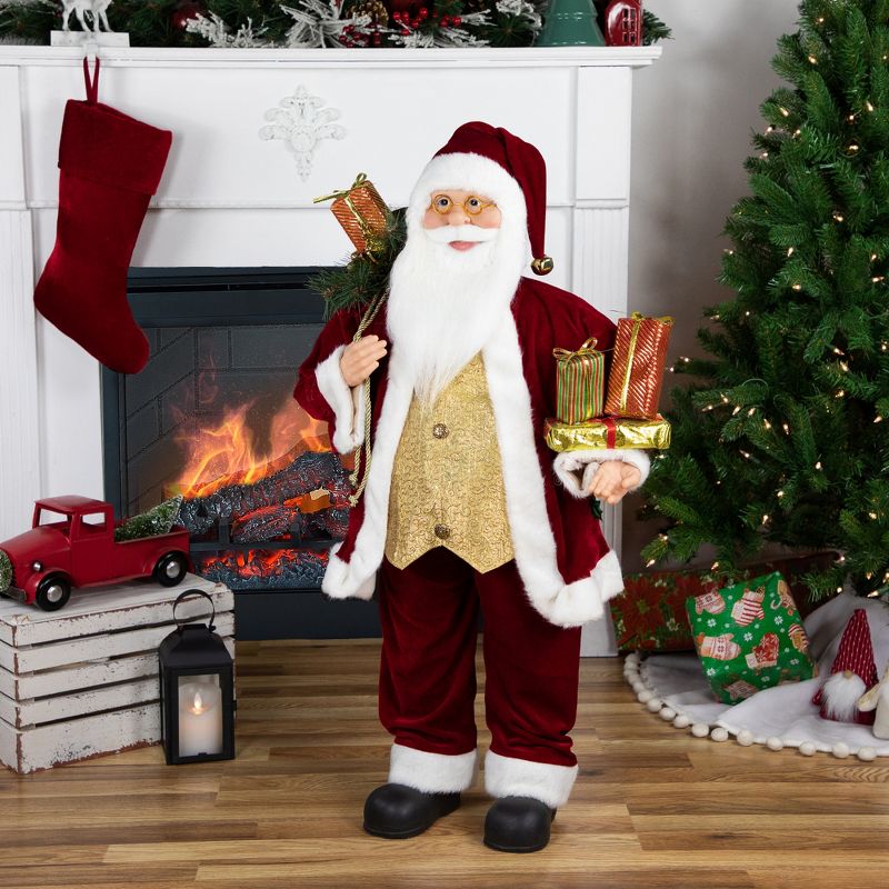 Northlight 36" Holly Berry Santa Claus with Presents and Gift Bag Christmas Figure, 2 of 3