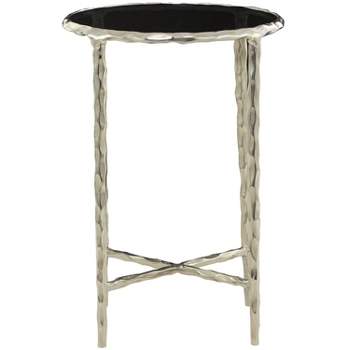 Modern Metal and Smoke Glass Accent Table - Olivia & May