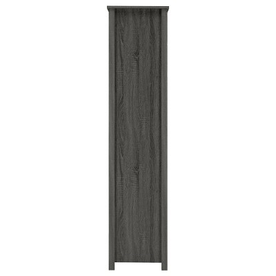Weathered Gray 8-Shelf Bookcase with Storage Drawer