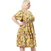 Agnes Orinda Women's Plus Size V Neck Floral Smocked Beach Summer Midi Empire Waist Dresses - 4 of 4