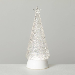 12.25"H Sullivans Christmas Lighted Shimmer Cone Tree, White, Indoor Christmas Decor - 1 of 4