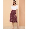 INSPIRE CHIC Women's Chiffon Elastic Waist Ruffle Tiered Flowy Midi Floral Printed Skirts - 2 of 4