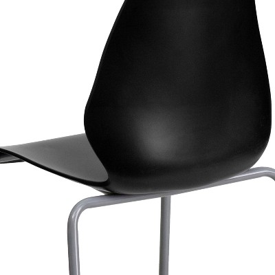 Hercules Series 770 lb. Black Polypropylene Stack Chair with Lumbar Support